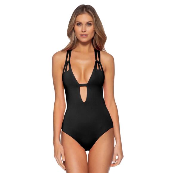 Becca by Rebecca Virtue Skylar Plunge One Piece Swimsuit S NWT - Picture 1 of 7